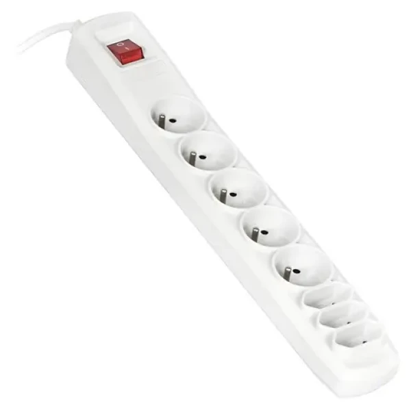 Activejet APN-8G/5M-GR sivá / Predlžovací kábel / 8x zásuvka / 5 m / 230V / vypínač (APN-8g/5m-GR)