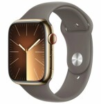 Apple Watch Series 9 Cellular 45mm Zlatá oceľ s ílovo šedým športovým remienkom S/M