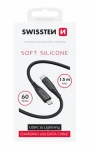 Swissten SOFT SILICONE dátový kábel USB-C - Lightning 1.5m čierna / 60W / 3A / 1x USB-C(M) / 1x Lightning(M) (71534010)