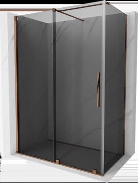 MEXEN/S - Velár sprchovací kút, posuvné dvere 160 x 80, grafit, ružové zlato 871-160-080-41-60