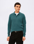 Armedangels Longsleeve Knit Poloshirt 3653 petrol velvet XL
