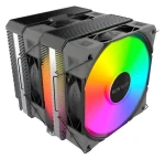 Montech NX600 ARGB čierna / Chladič CPU / Dual Tower / 2x 120mm / ARGB / Intel + AMD (NX600 ARGB (B))