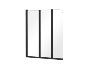 BESCO - Vaňová zástena PRIME 3 - FARBA rámu - Čierna, Rozmer A - 120 cm, Smer zatvárania - Univerzálny Ľavé / Pravé, Výplň - Číre bezpečnostné sklo - 5 mm BCPRIM12BC