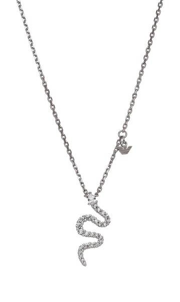 Emporio Armani Dámsky strieborný náhrdelník Had so zirkónmi EG3611040
