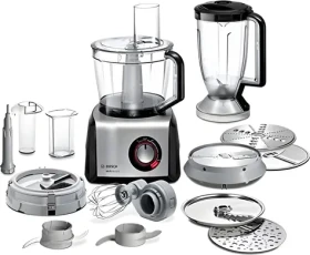 BOSCH MC812M865 čierna / Kuchynský robot / 1250 W / 3.9 L / šľahanie / sekanie / strúhanie / drvenie / krájanie (MC812M865)
