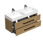Kúpeľňová skrinka s čiernou úchytkou a umývadlom SAT Cube Way 120x53x46 cm dub Hickory mat CUBE46C1202DHSAT CUBE46C1202DHSAT
