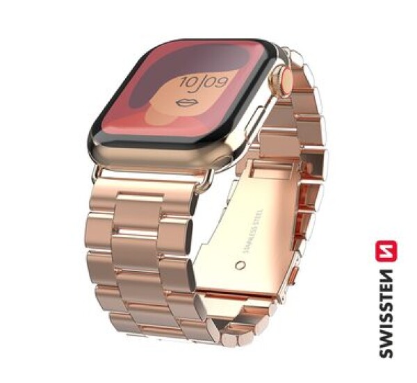 Swissten Kovový remienok pre Apple Watch 42/44/45/49mm ružovo zlatá (46000313)