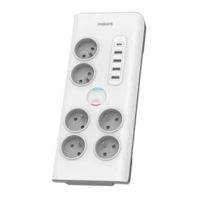 Philips SPN7060WA/60 biela / Prepäťová ochrana / 6 zásuviek amp; 4x USB-A amp; 1x USB-C (SPN7060WA/60)
