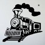 Veselá Stena Samolepka Parná lokomotíva Farba: červená, Veľkosť: 40 x 39 cm