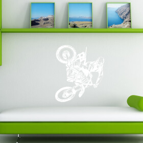 Veselá Stena Samolepka Motokros Farba: bílá, Veľkosť: 80 x 98 cm