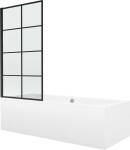 MEXEN/S - Cube obdĺžniková vaňa 170 x 80 cm s panelom + vaňová zástena 70, čierna vzor 550517080X9307017077