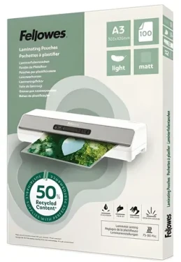 Fellowes Laminovacia fólia A3 matná Light recyklovaná / Laminovacia fólia / 100 ks (100143436)
