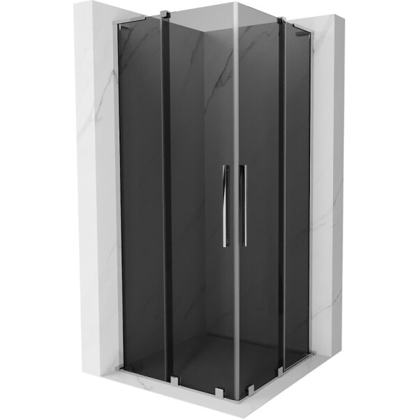 MEXEN/S - Velar L Duo sprchovací kút, posuvné dvere 100 x 100, grafit, chróm 871-100-100-02-43-01