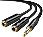 Ugreen Kábel 3.5mm Jack (M) - 2x 3.5mm Jack (F) 0.2m čierna (6957303836208)