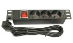 Xtendlan 10" rozvodný panel 3x230V čierna / Predlžovací prívod / 3 zásuvky / vypínač / 1,8 m (ZASUVKA3-10)