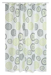 MSV Sprchový záves DOTS bielo-zelený / Motív kruhov / 180 x 200 cm / Polyester / S krúžkami