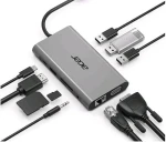Acer USB-C Dongle 10-in-1 strieborná / 3xUSB 3.0 / 3xUSB-C PD / HDMI / VGA / LAN / čítačka SD+microSD kariet (HP.DSCAB.002)