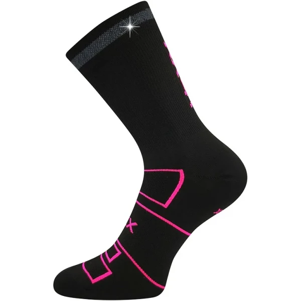 VOXX Ponožky sportovní REFLEXON s reflexním prvkem ČERNÉ s neon růžovou 39-42 125810