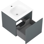 MEXEN/S - Orio kúpeľňová skrinka 50 cm s umývadlom Vela, 1 šuplík, grafit mat/biela mat 91A10-05047-1-BF66-W23M01