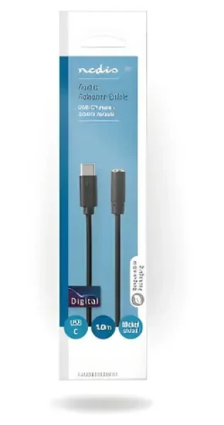 Nedis USB-C audio adaptér čierna / Adaptér / USB-C zástrčka - 3,5 mm jack / 1 m / box (CCGB65960BK10)