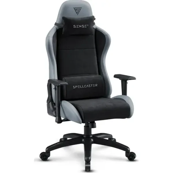 SENSE7 Spellcaster FUKU XL PU čierno-šedá / Herná stolička / Alcantara / nastaviteľné / pojazdové kolieska / nosnosť 160 kg (5902659845184)