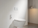 CERANO - Ovládacie tlačidlo splachovania Line k WC modulu Profi - sklo - biela lesklá CER-8050BD80368