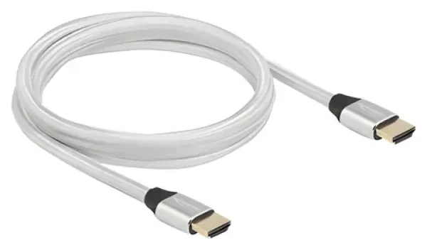 DeLock Ultra vysokorýchlostná HDMI 85367 strieborná / Kábel / 48 Gbps / 8K/60Hz / 2m / pozlátené konektory (85367)