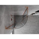 MEXEN/S - Mist L sprchový kút štvrťkruh, krídlové 90 x 90, transparent, meď kartáčovaná 8A33L-090-090-65-00