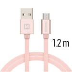 SWISSTEN TEXTILE dátový kábel USB - microUSB 1.2m ružovo-zlatá (71522205)