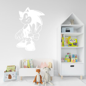 Veselá Stena Samolepka Postava Ježko Sonic Farba: bílá, Veľkosť: 60 x 41 cm