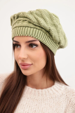 Dámská zimní čepice z vlny volného střihu s ozdobným vzorem model 21878077 khaki - K-Fashion Velikost: UNI