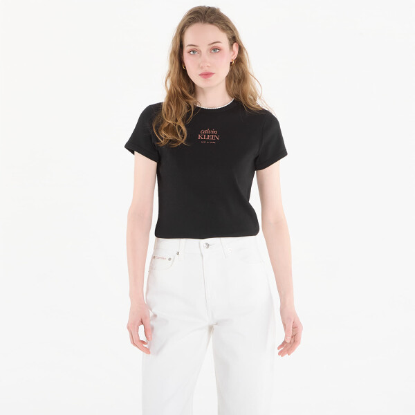 Tričko Calvin Klein Jeans Ss 2X2 Baby Rib Logo Baby Tee Black M