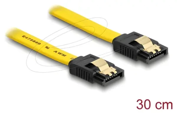 DeLock SATA III žltá / Kábel / SATA - SATA / 0,3 m / 6 Gb/s / kovové klipy (82805)