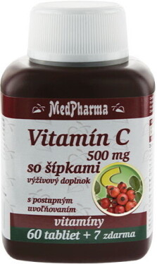 MEDPHARMA Vitamín C 500 mg so šípkami 60 + 7 tabliet ZADARMO