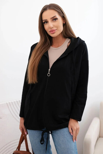 Dámska mikina s kapucňou a sťahovacou šnúrkou čierna L