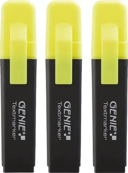 GENIE 40020 Zvýrazňovač žltý, 3 ks / Zvýrazňovač / Klinový hrot / Šírka stopy 1-5 mm (40020)