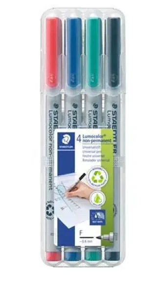 Staedtler Lumocolor F non-perm / Popisovač na fólie / 4 ks / 0,6 mm / zmazateľný (316 WP4)