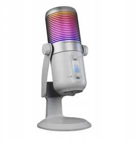 Rampage Diyez RGB biela / Stolný mikrofón / kapacitný / Mini Jack 3.5 mm / USB-C (DIYEZ-WHITE)