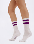 Organic Basics Core Stripe Crew Socks 3-pack White / Aubergine 35-38