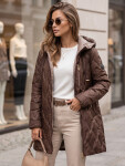 Dámska prešívaná prechodová bunda s kapucňou, hnedá, FashionStreet TY5769 XL