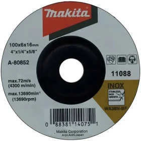 Makita Brúsny kotúč na nerez 100x16 mm / Brúsny kotúč / nerezová oceľ / hrúbka 6 mm / 13690 1/min (A-80852)