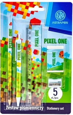 ASTRA Písacia súprava Pixel One / Sada 5 ks / pravítko, guma, strúhadlo, 2× ceruzka HB (411024902)