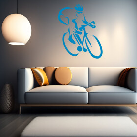 Veselá Stena Samolepka Cyklista Farba: modrá, Veľkosť: 80 x 97 cm