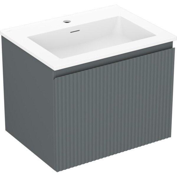 MEXEN/S - Rivel kúpeľňová skrinka 60 cm s umývadlom Otis, 1 šuplík, reliéf, grafit mat/biela mat 91A20-06047-1-BF66-W18M01