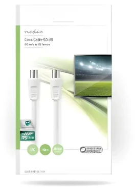 Nedis Koaxiálny kábel IEC-IEC 10m biela / Koaxiálny kábel / 75 Ohm / Dvojité tienenie / 90 dB (CSGP40200WT100)