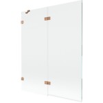 MEXEN/S - Lunar vaňová zástena 2-krídlová ľavá 140 x 150, transparent, meď kartáčovaná 897-140-100-65-00-L