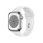 Apple Watch 8 GPS + Cellular 41mm Silver Stainless Steel Sport Biely (MNJ53WB/A)