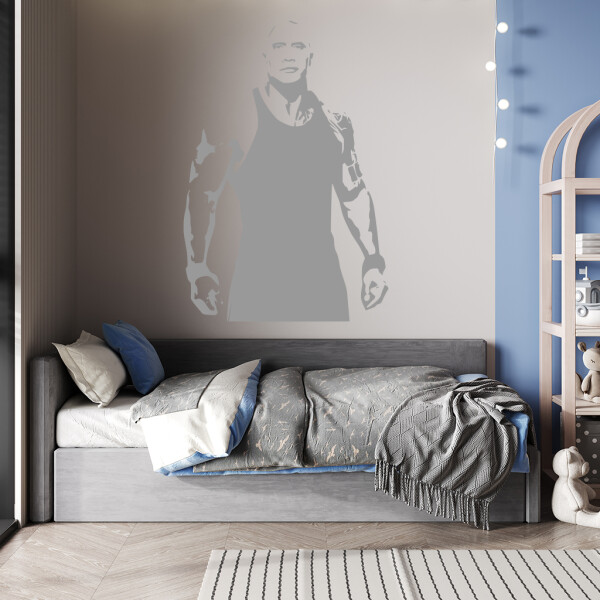 Veselá Stena Samolepka Dwayne Johnson The Rock Farba: šedá, Veľkosť: 100 x 69 cm