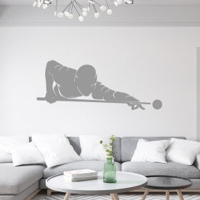 Veselá Stena Samolepka Hráč biliardu Farba: šedá, Veľkosť: 100 x 39 cm