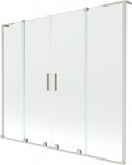 MEXEN/S - Velar L Duo dvojkrídlová posuvná vaňová zástena 200 x 150, transparent, nikel kartáčovaný 896-200-003-02-97